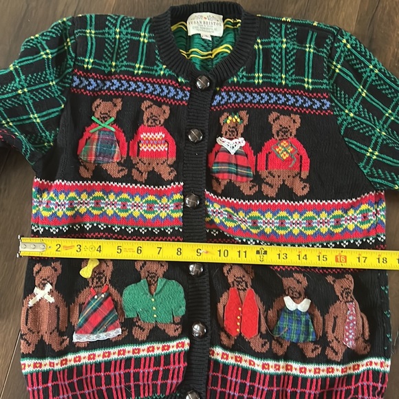 Vintage Susan Bristol teddy bear cardigan, size small Christmas sweater - Picture 8 of 9
